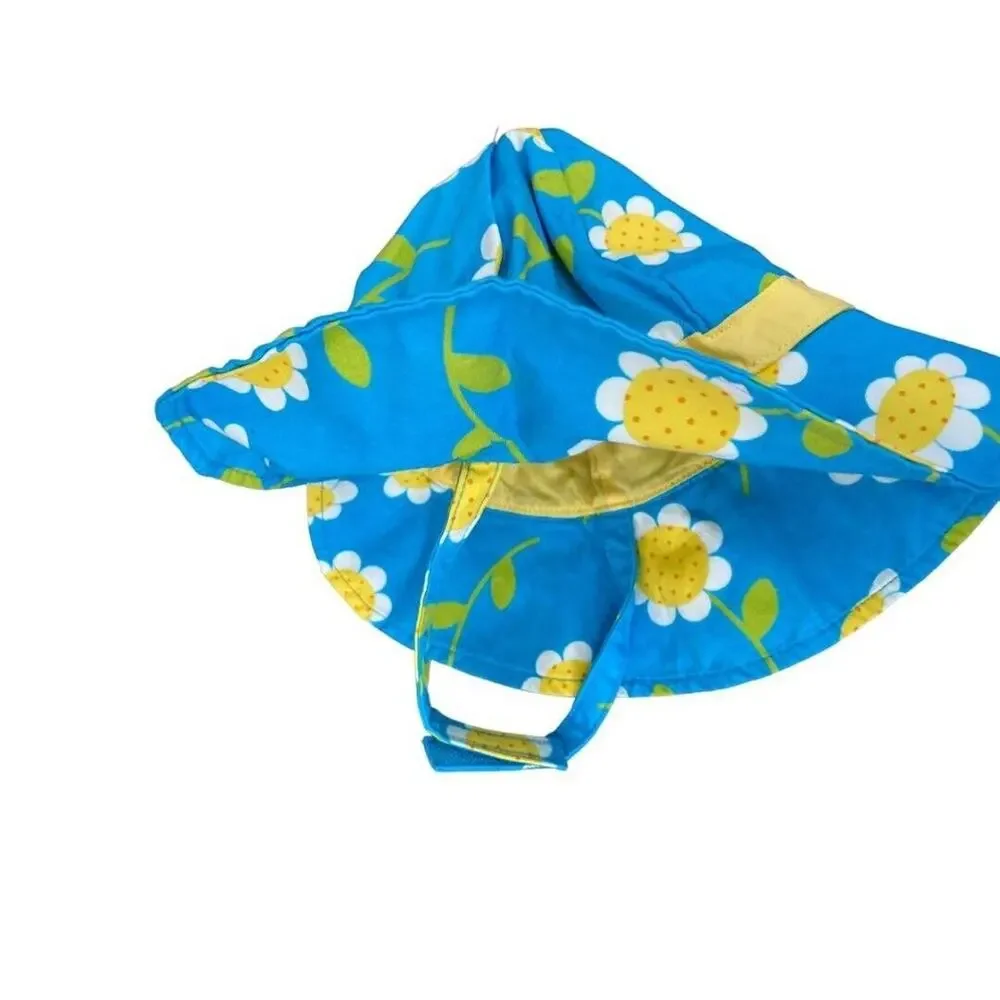 18-24 Mos Gymboree Sun Hat Blue Daisy Hook and Loop Strap